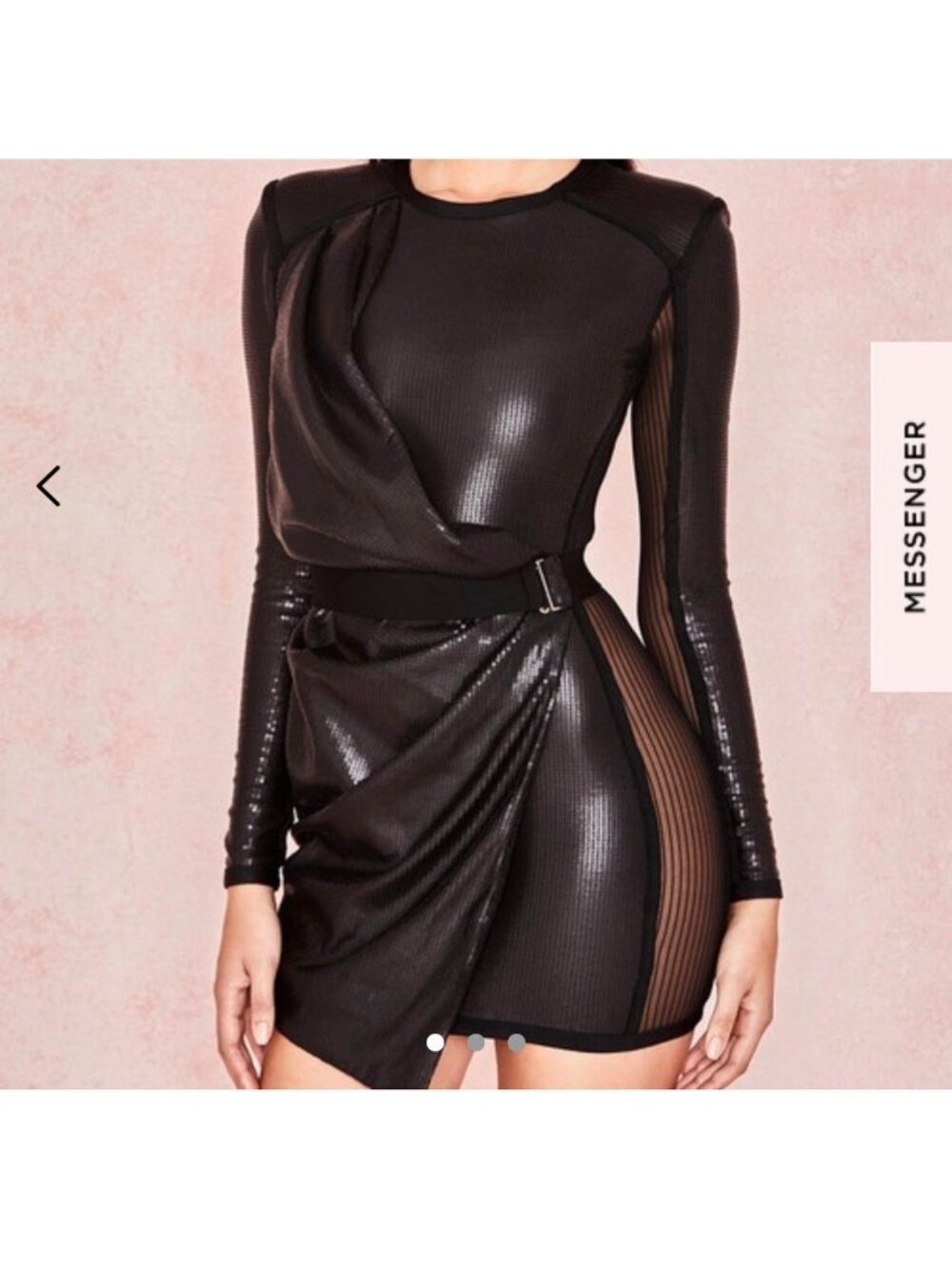 $300 HOUSE OF CB VIKTORIA Black Matte Sequin Draped Dress House of CB womens S